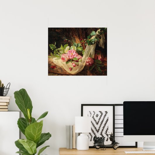 Leven met Rozen op een bosgrond Poster (Thuiskantoor)