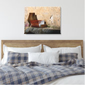 Leven met Vase Olla en mandje Canvas Afdruk (Insitu (Slaapkamer))