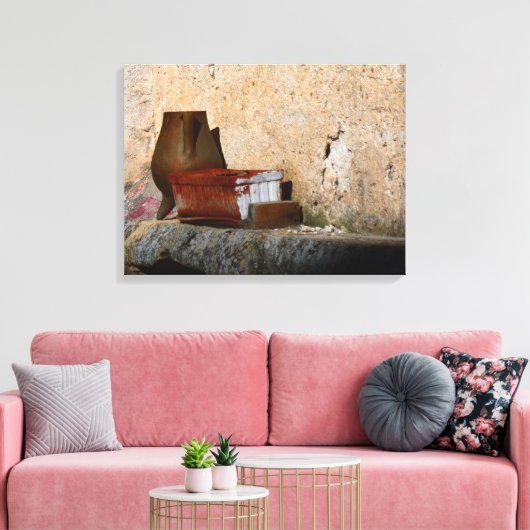 Leven met Vase Olla en mandje Canvas Afdruk (Insitu (Woonkamer))
