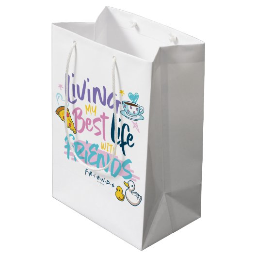 Leven mijn beste leven met FRIENDS™ Medium Cadeauzakje (Achterkant Gekanteld)