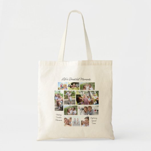 Leven Mooie Momenten 11 Fotocollage Initiaal Tote Bag (Voorkant)