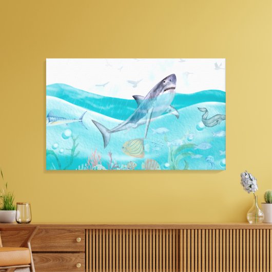 Leven onder de zeeen canvas afdruk (Insitu (Woonkamer))