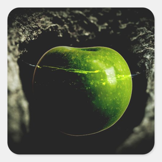 leven op de appel vierkante sticker (Voorkant)