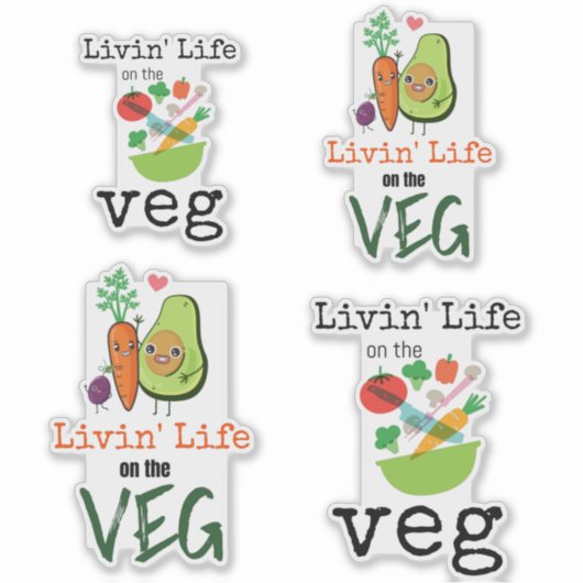 Leven op de Humor Veg Fun Vegan Sticker (Voorkant)