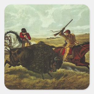 Leven op de Prairie - de Buffalo Hunt, 1862 Vierkante Sticker