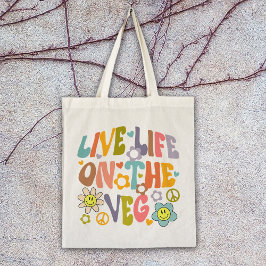 Leven op de Veg, Trendy Flowers Retro Vegan Tote Bag