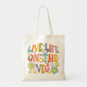 Leven op de Veg, Trendy Flowers Retro Vegan Tote Bag (Voorkant)