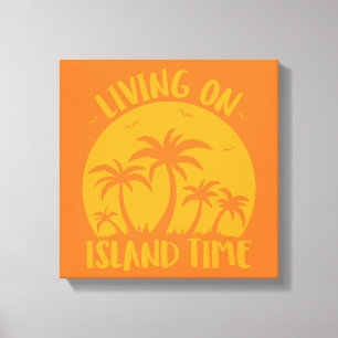 Leven op eilandtijdenpalmen en zonneschijn canvas afdruk