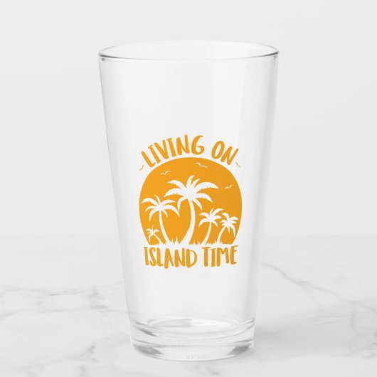 Leven op eilandtijdenpalmen en zonneschijn glas (Voorkant)