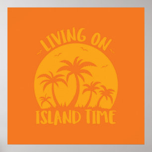 Leven op eilandtijdenpalmen en zonneschijn poster