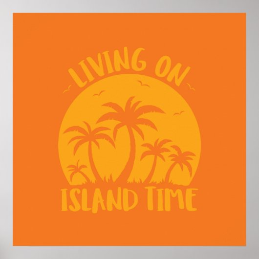 Leven op eilandtijdenpalmen en zonneschijn poster (Voorkant)