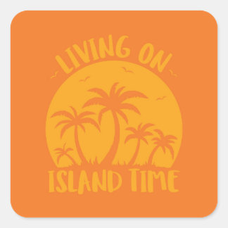 Leven op eilandtijdenpalmen en zonneschijn vierkante sticker
