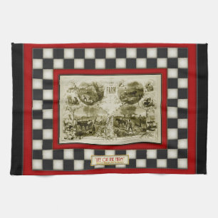Leven op het checkboard van het Boerderij-land Theedoek