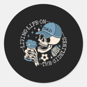 Leven op het Sidelines Skeleton Soccer Dad F Ronde Sticker