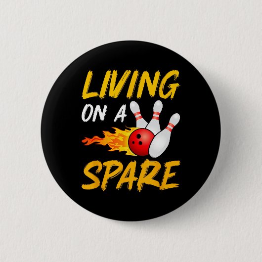 Leven Op Reserve Bowling Pin Strike Bowling Speler Ronde Button 5,7 Cm (Voorkant)