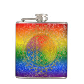 Leven - Ornament Regenbooggoud Heupfles (Voorkant)