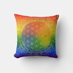 Leven - Ornament Regenbooggoud Kussen