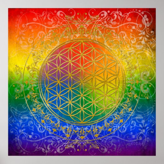 Leven - Ornament Regenbooggoud Poster (Voorkant)