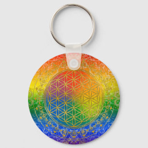Leven - Ornament Regenbooggoud Sleutelhanger
