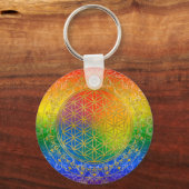 Leven - Ornament Regenbooggoud Sleutelhanger (Voorkant)