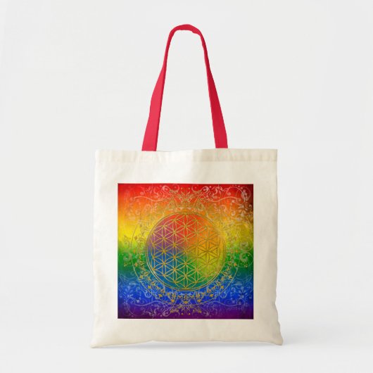 Leven - Ornament Regenbooggoud Tote Bag (Voorkant)