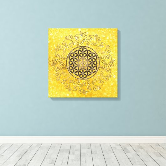 Leven - Ornamenten Mandala 2 Canvas Afdruk (Insitu (Houten vloer))