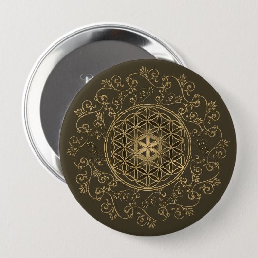 Leven -  Ornamenten Mandala 2 Ronde Button 4,0 Cm (Voorkant /achterkant)