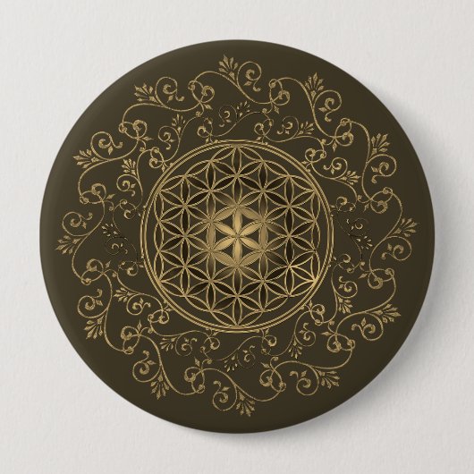 Leven - Ornamenten Mandala 2 Ronde Button 4,0 Cm (Voorkant)