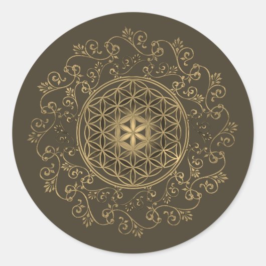 Leven - Ornamenten Mandala 2 Ronde Sticker (Voorkant)