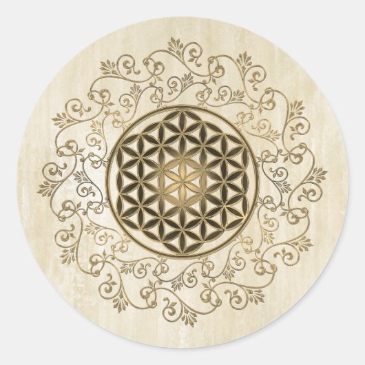 Leven - Ornamenten Mandala 2 Ronde Sticker (Voorkant)