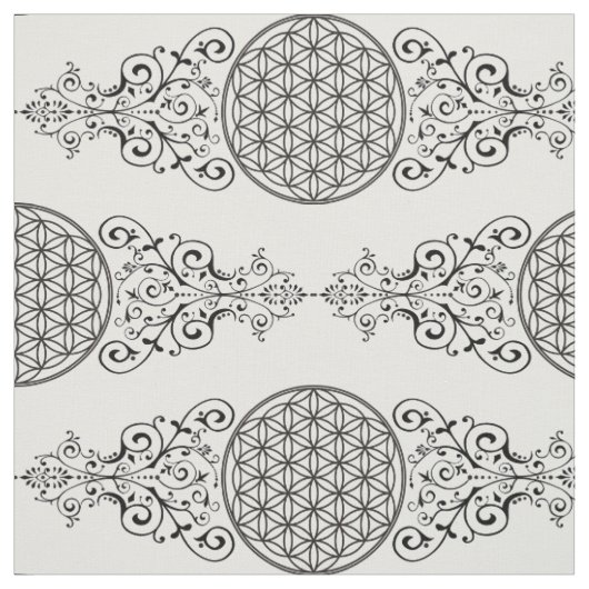 Leven - ornamenten zwart I Stof (Swatch)