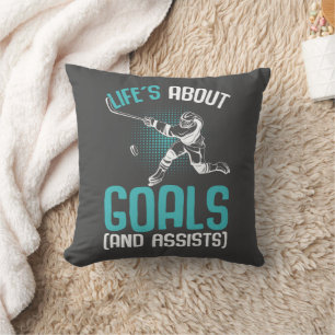 Leven over doelen Hockey Player Ice Hockey Youth Kussen