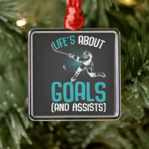 Leven over doelen Hockey Player Ice Hockey Youth Metalen Ornament
