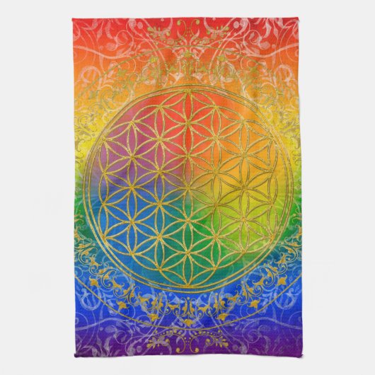 Leven - sierregenbooggoud theedoek (Verticaal)