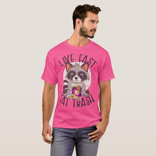 LEVEN SNEL EAT TRASH Funny Raccoon Meme Eetsen T-shirt (Voorkant volledig)