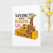 Leven van de grappige Giraffe met een hoog leven o Kaart (Gele Bloem)