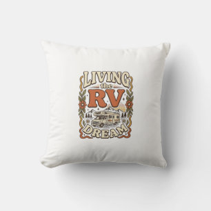 Leven van de RV-droom Vintage Camping Shirt Ontwer Kussen