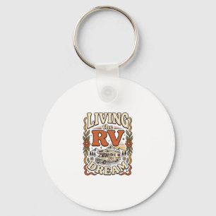 Leven van de RV-droom Vintage Camping Shirt Ontwer Sleutelhanger