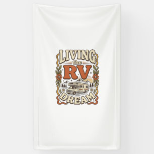 Leven van de RV-droom Vintage Camping Shirt Ontwer Spandoek