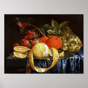 Leven van druiven, Sinaasappels en een gepelde lee Poster