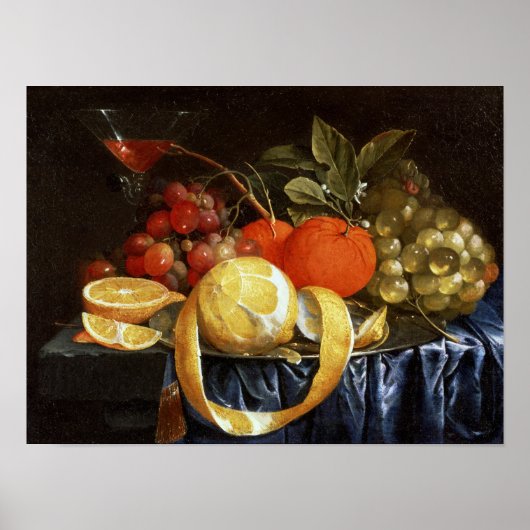 Leven van druiven, Sinaasappels en een gepelde lee Poster (Voorkant)