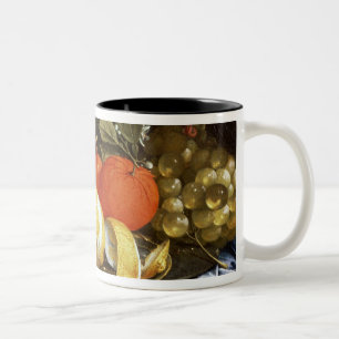 Leven van druiven, Sinaasappels en een gepelde lee Tweekleurige Koffiemok