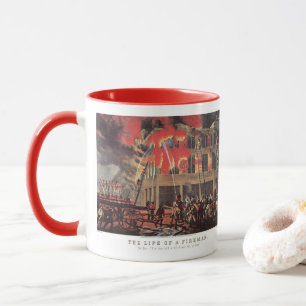 Leven van een brandweerman, vintage brandweerliede mok