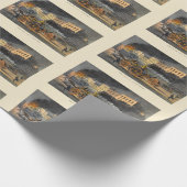 Leven van een Fireman  1860s lithograafpatroon Cadeaupapier (Hoek)