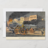 Leven van een Fireman Vintage 1860s Lithograaf Kaart (Voorkant)