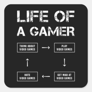 Leven van een grappige gamer vierkante sticker