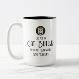 Leven van een kattenbutler Funny Cat Dad T-shirt Tweekleurige Koffiemok