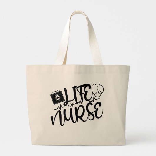 LEVEN VAN EEN VERPLEEGING. GROTE TOTE BAG (Achterkant)