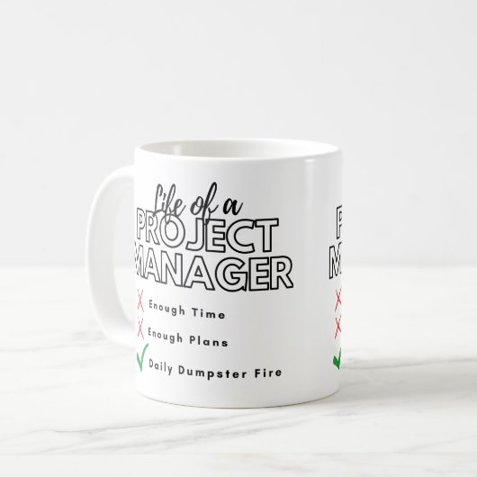 Leven van een vuilstort van een projectmanager koffiemok (Voorkant links)