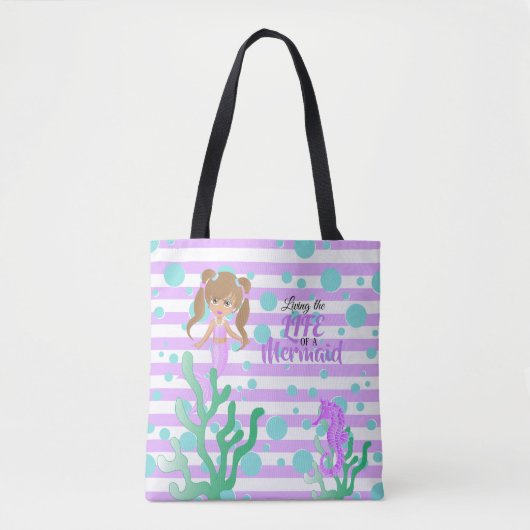 Leven van het leven van een zeemeermin - lavender tote bag (Voorkant)